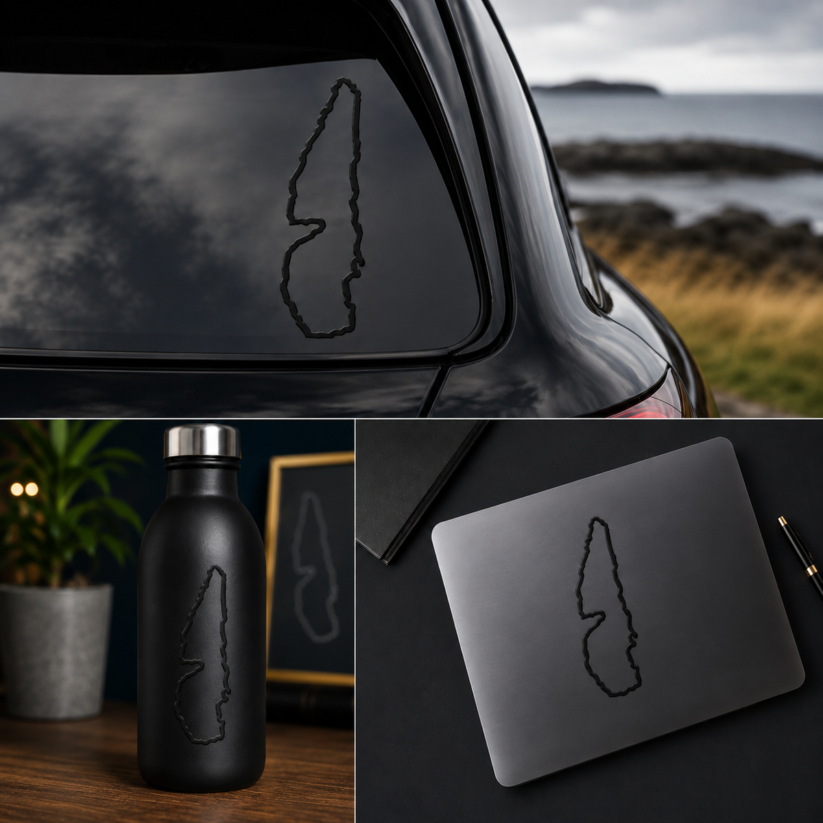 Jura map outline vinyl decal close-up