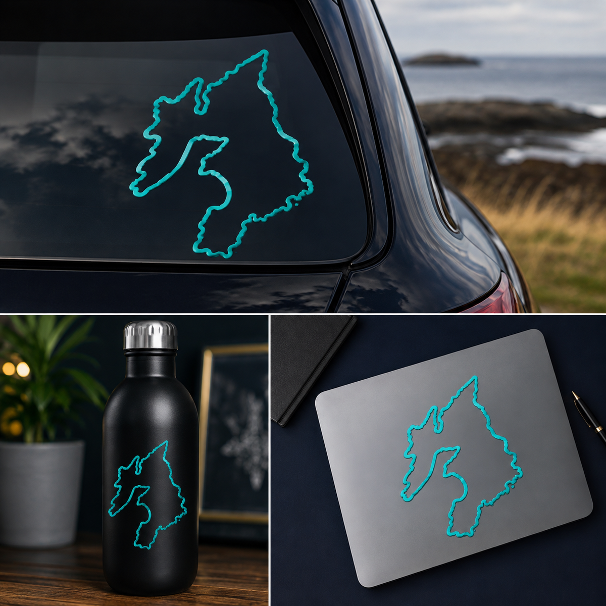 Islay map outline vinyl decal close-up