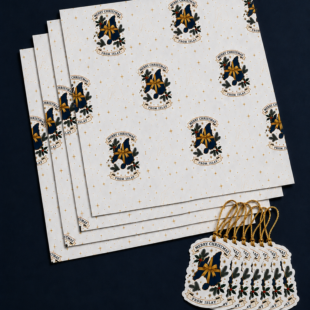 Merry Christmas From Islay wrapping paper and gift tag set