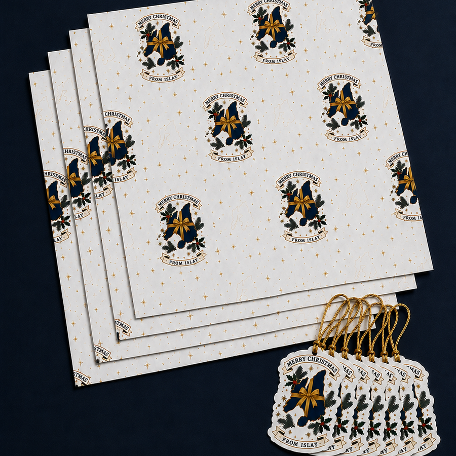 Merry Christmas From Islay wrapping paper and gift tag set