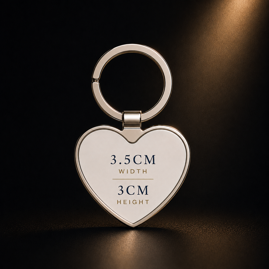 Personalised heart metal keyring