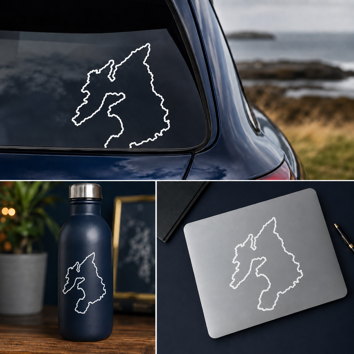 Islay map outline vinyl decal in mixed colours