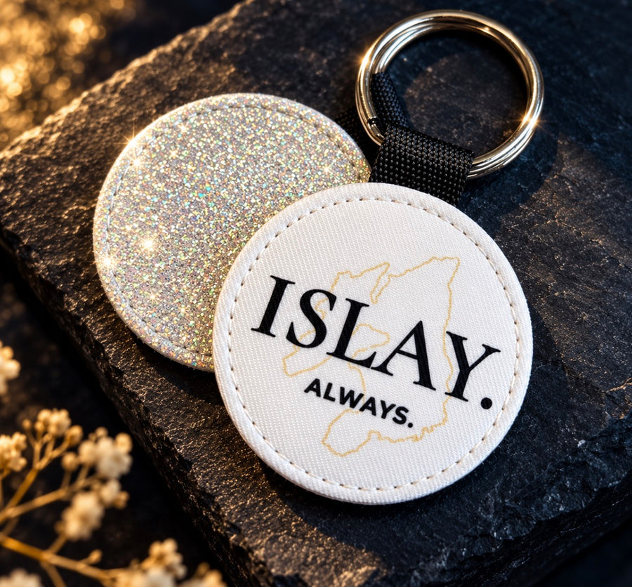 ISLAY ALWAYS. — Silver Glitter Keyring