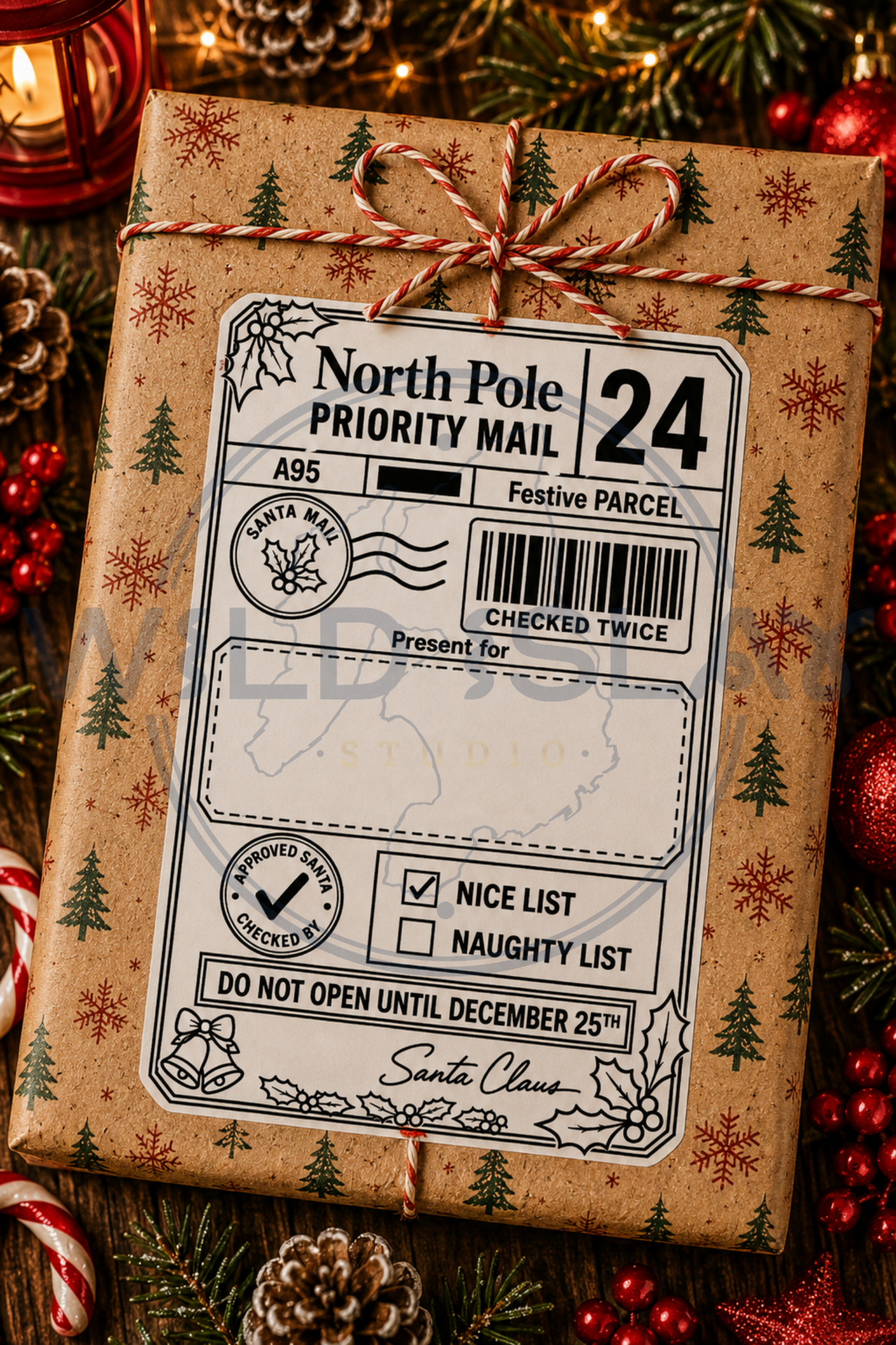 Christmas North Pole Priority Mail gift postage label – Design 12